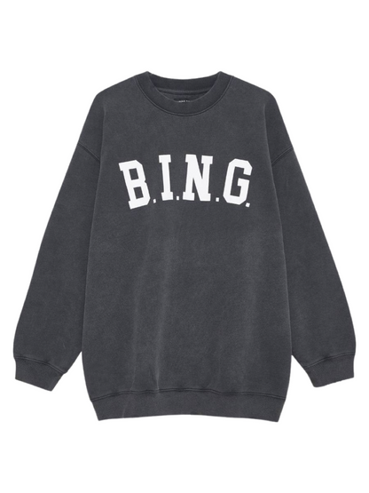 Anine Bing Tyler Sweatshirt Bing in Washed Black