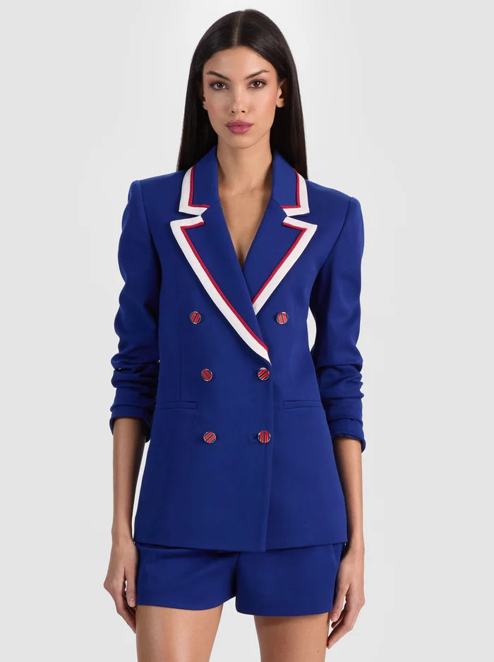 Alice + Olivia Campbell Double- Breasted Blazer in Twilight Blue