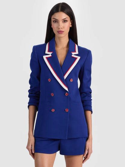 Alice + Olivia Campbell Double- Breasted Blazer in Twilight Blue