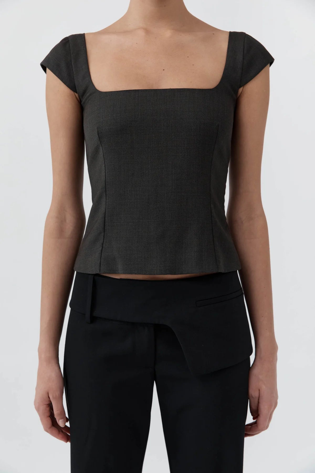St. Agni Wool Cap Sleeve Top in Umber