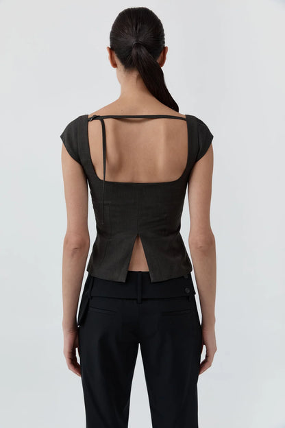 St. Agni Wool Cap Sleeve Top in Umber