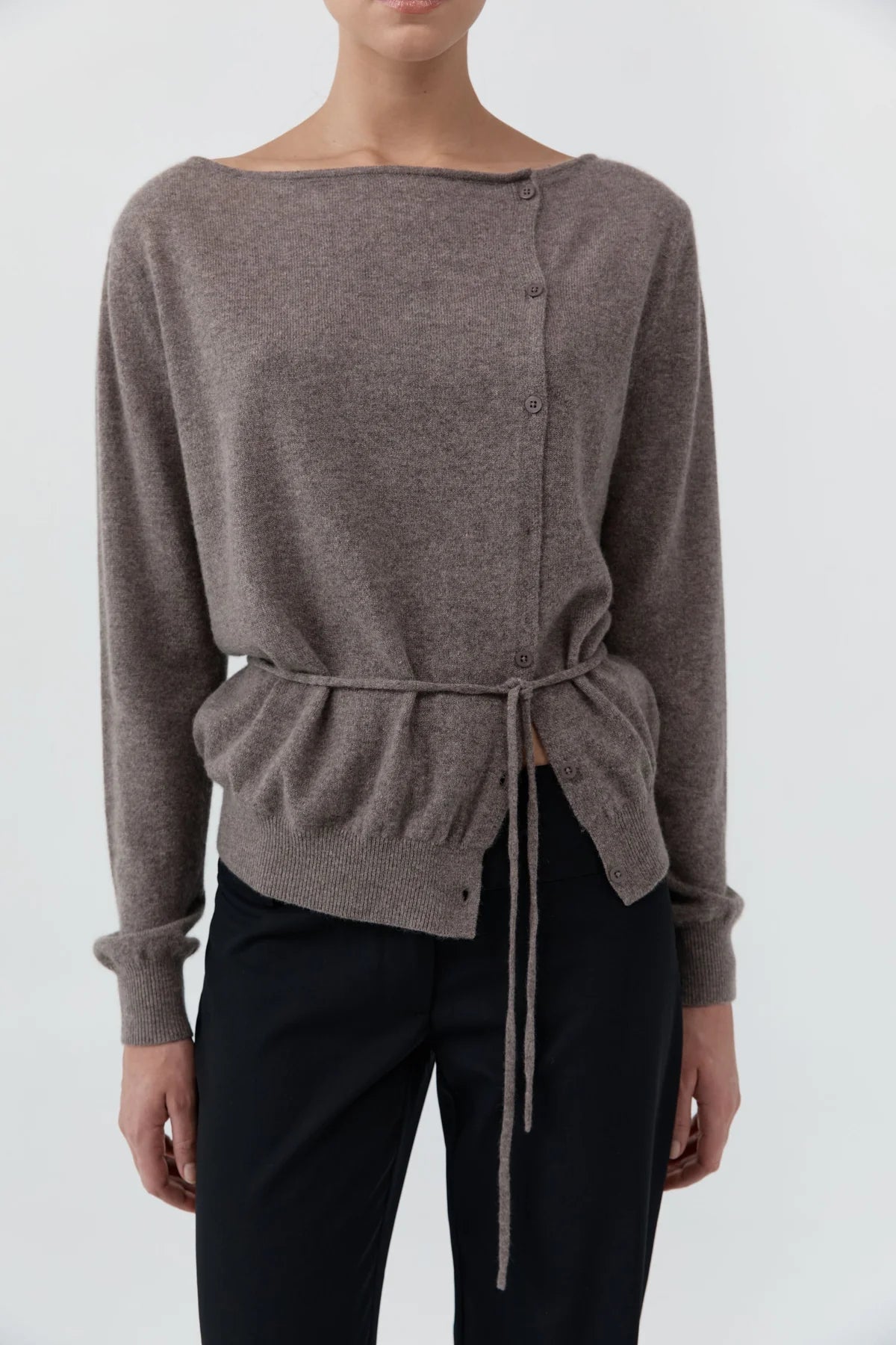 St. Agni Cashmere Asymmetrical Cardigan in Vapor