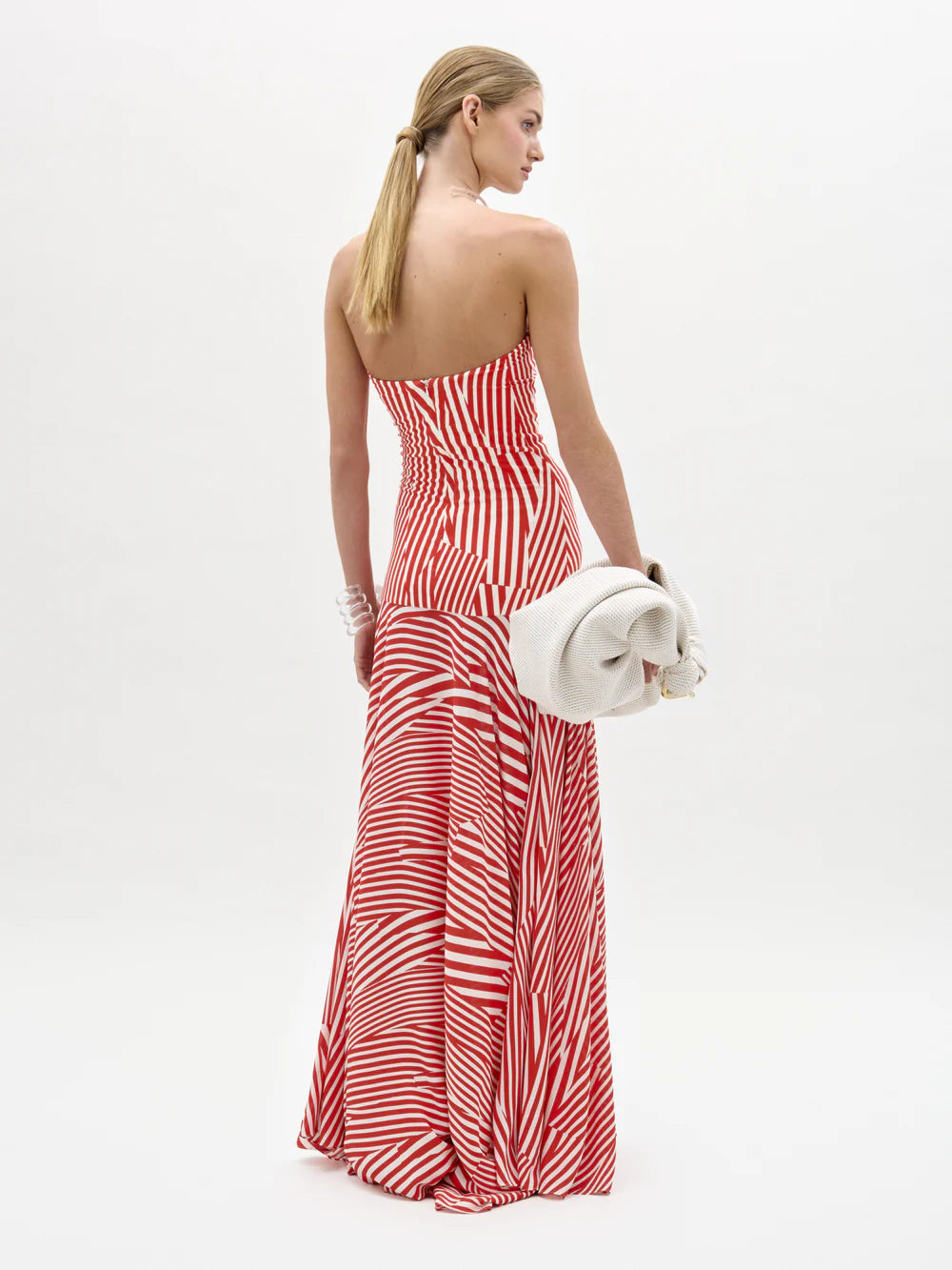 Silvia Tcherassi Muriel Dress in Multi Directional Red Stripes