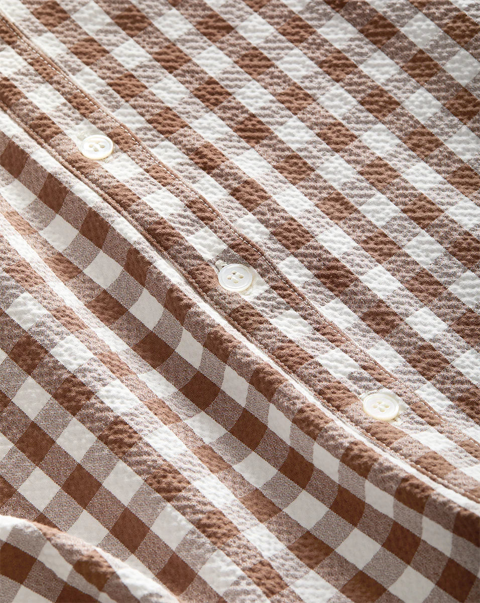 Veronica Beard Mackey Gingham Seersucker Halter Dress in Light Chicory/Dove