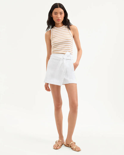 Veronica Beard Agee Belted Wrap Skort in White