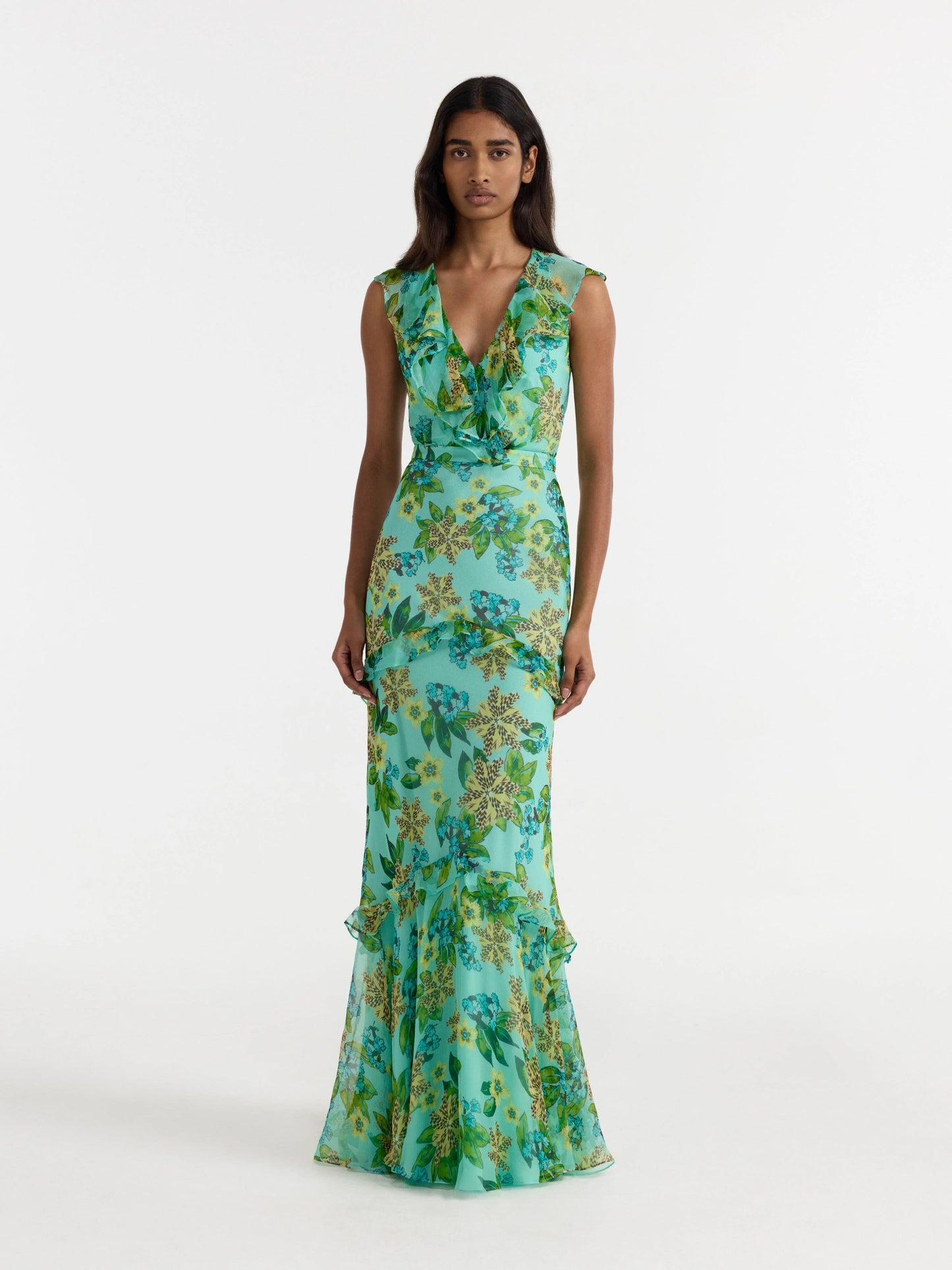 Saloni Rita Dress in Fiori Mint