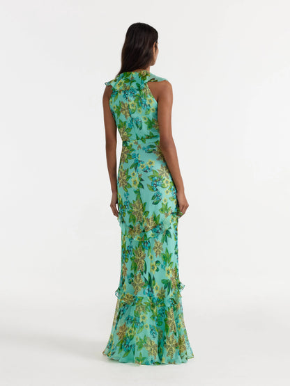 Saloni Rita Dress in Fiori Mint
