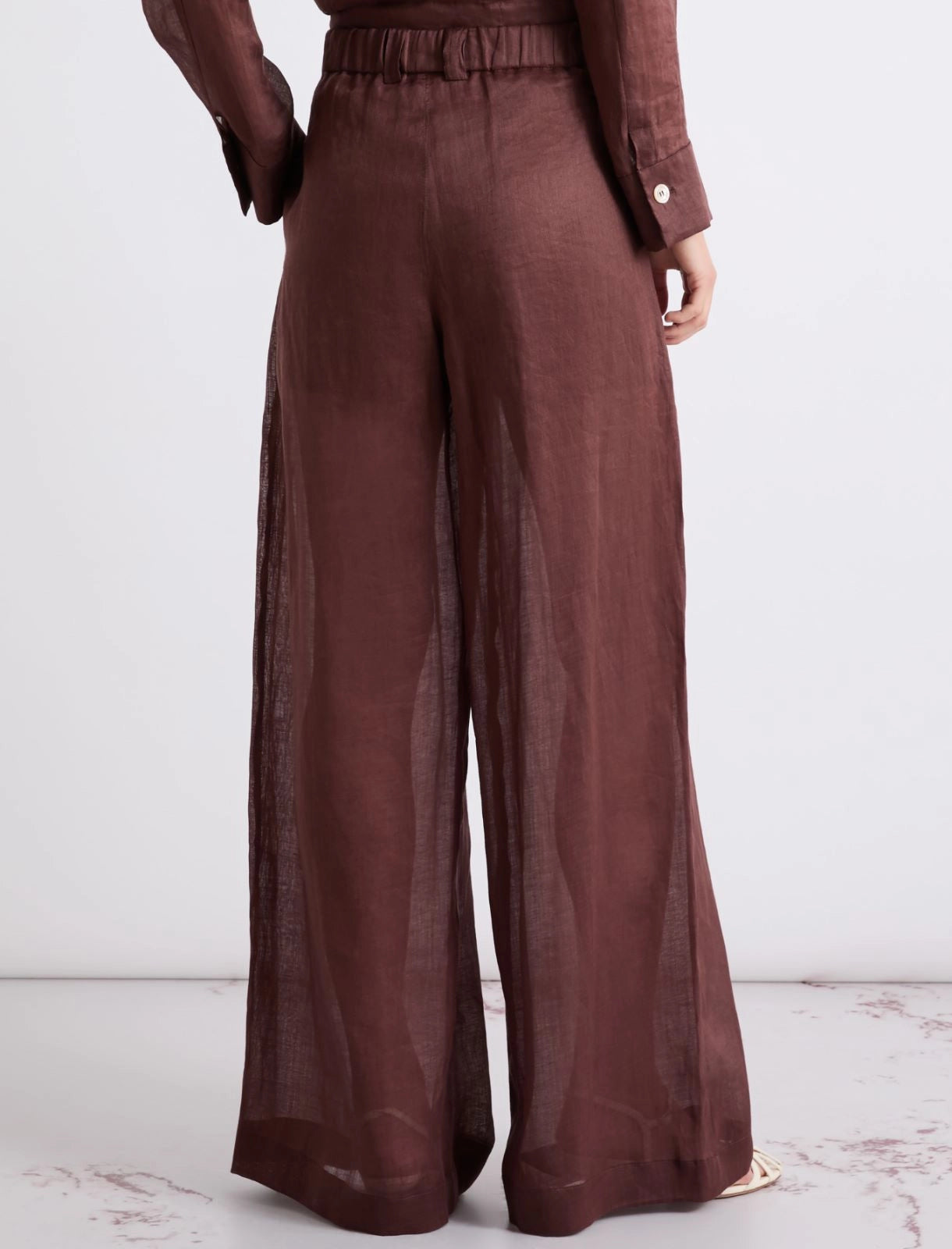 Marella Sheer Trouser Pant in Brown
