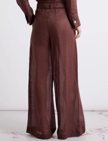 Marella Sheer Trouser Pant in Brown