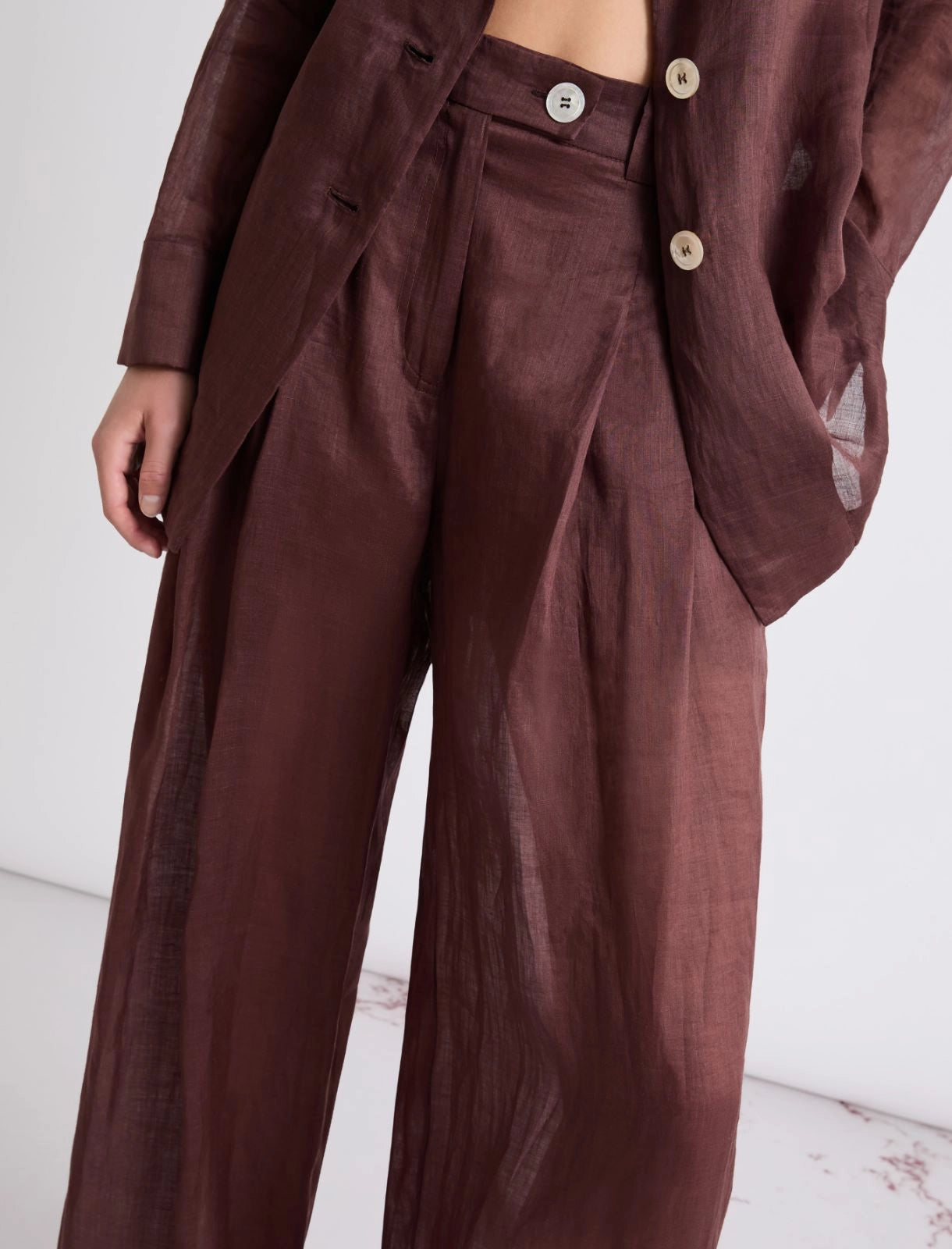 Marella Sheer Trouser Pant in Brown