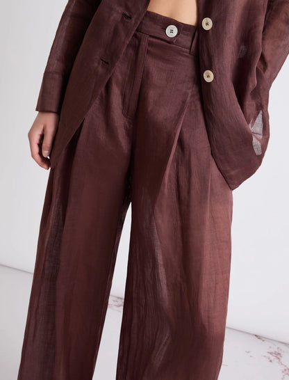 Marella Sheer Trouser Pant in Brown