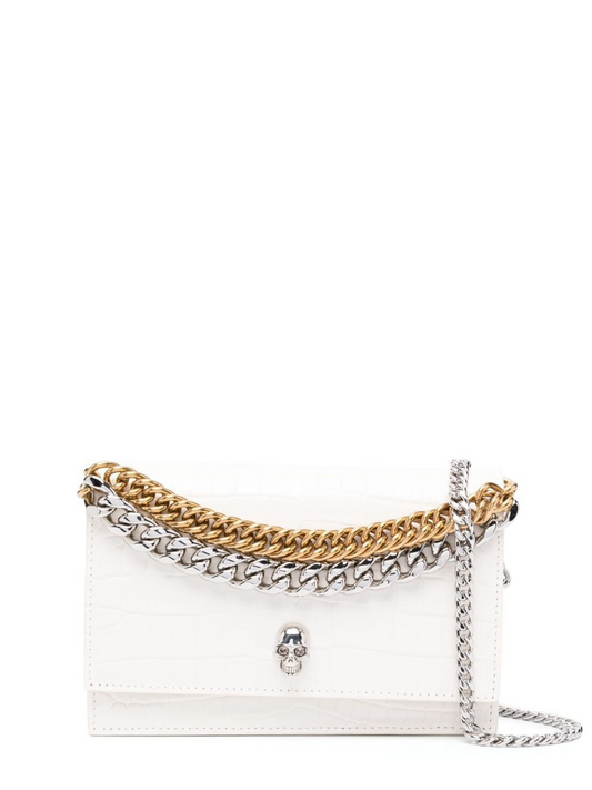 Alexander McQueen Small Skull Bag With Chain in Ivory