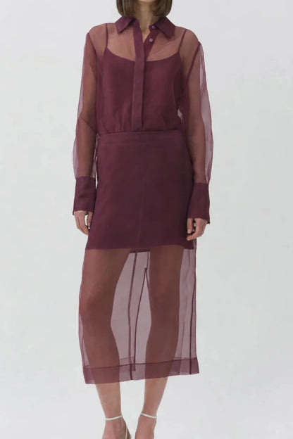 Simkhai Dana Organza Midi Skirt