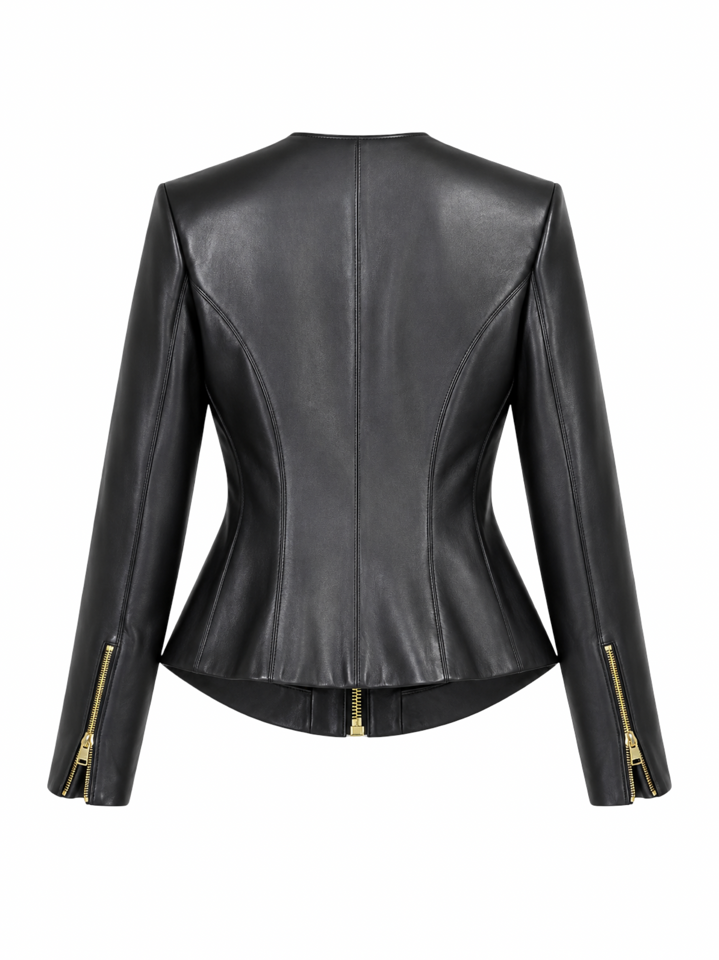 Balmain Zipped Lambskin Basque Jacket in Noir