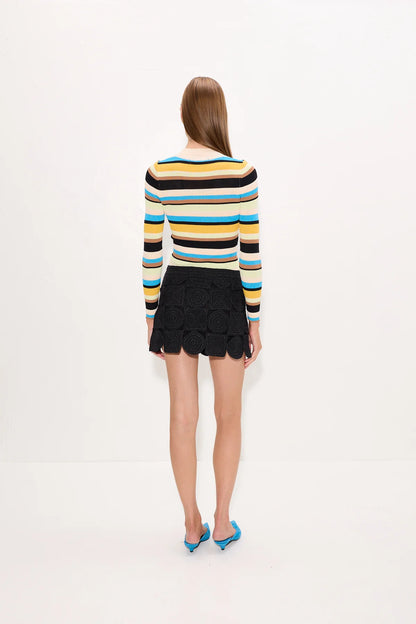 Simon Miller Mika Knit Long Sleeve Top in Ocean Stripe