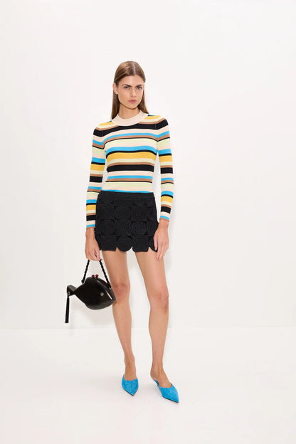 Simon Miller Mika Knit Long Sleeve Top in Ocean Stripe