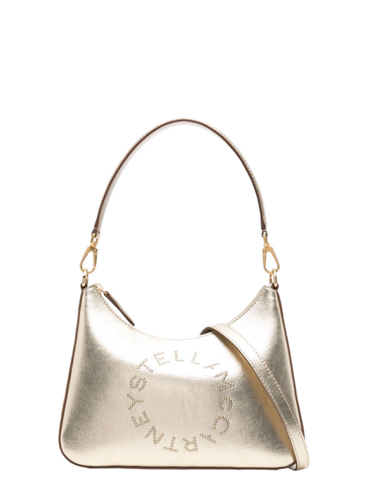 Stella McCartney Hobo Bag Metallic w/Studded Logo in Light Gold
