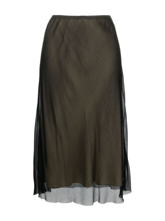Vince Sheer Slip Skirt in Black/Chamois