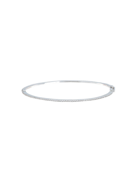 Theia Jewelry Oval Bangle Bracelet in White Gold
