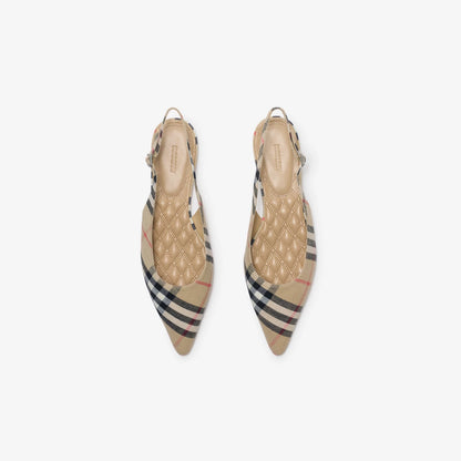 Burberry Check Dame Slingback Ballerinas