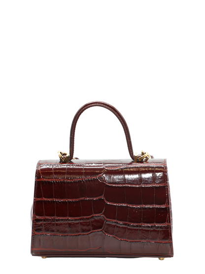 Versace Croc-Effect Medusa '95 Small Handbag in Burgundy