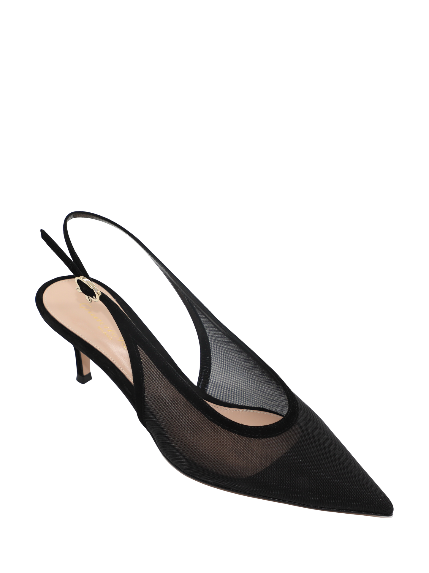 Gianvito Rossi Organza Camoscio Slingback Heel in Black