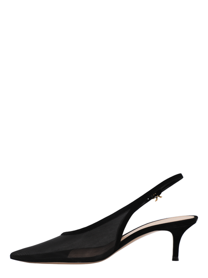 Gianvito Rossi Organza Camoscio Slingback Heel in Black