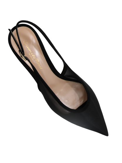 Gianvito Rossi Organza Camoscio Slingback Heel in Black