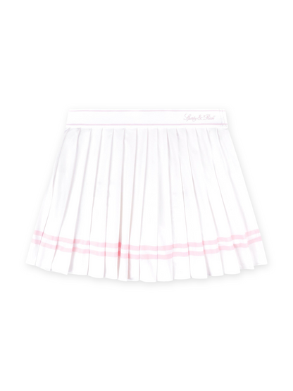 Sporty & Rich Vendome Script Pleated Skirt in White