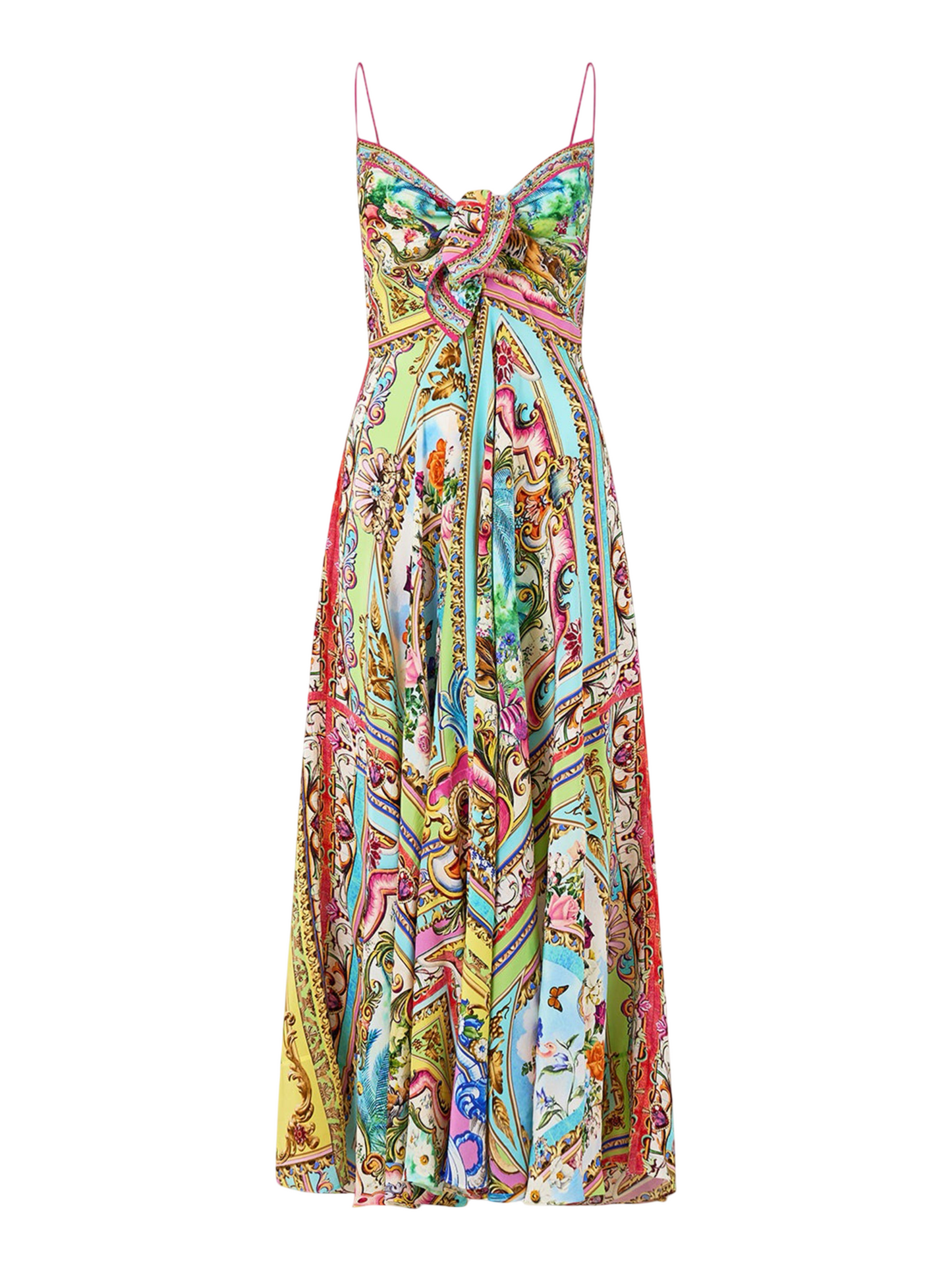 Camilla Long Dress With Tie Front in Spirit of Santa Maria