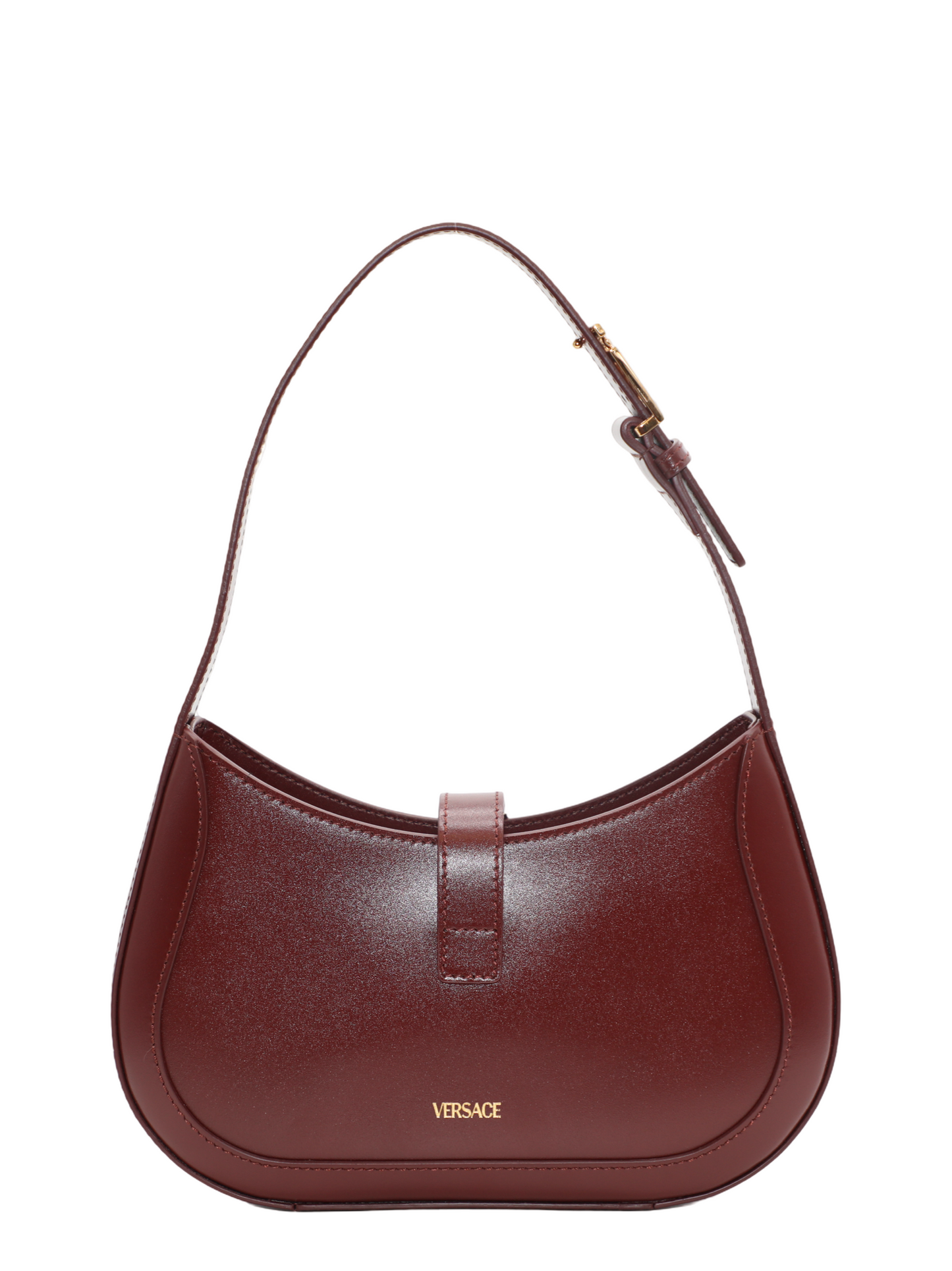 Versace Small Hobo Calf Leather in Burgundy-Versace Gold