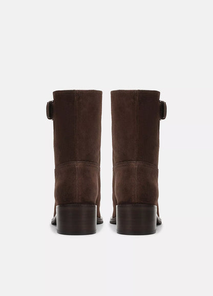 Vince London Suede Moto Boot in Cacoa Brown