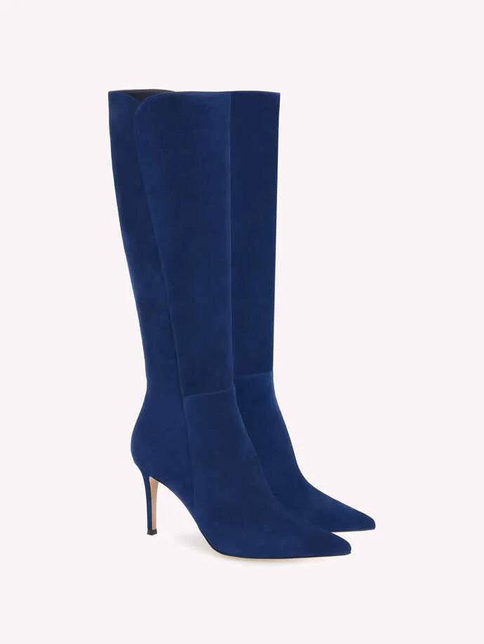 Gianvito Rossi Levy Boot in Blue Suede