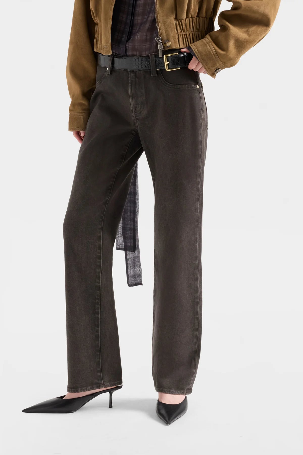7 For All Mankind Calie Straight Jeans in Coating Brown