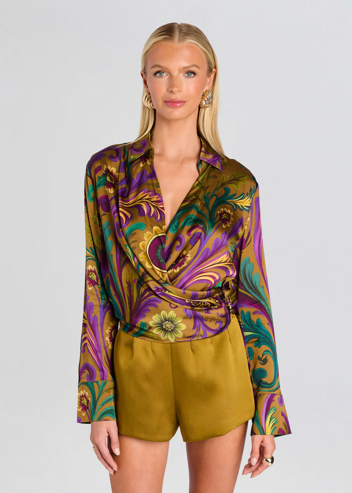 Retrofête Kourte Blouse in Ochre Ornate Paisley