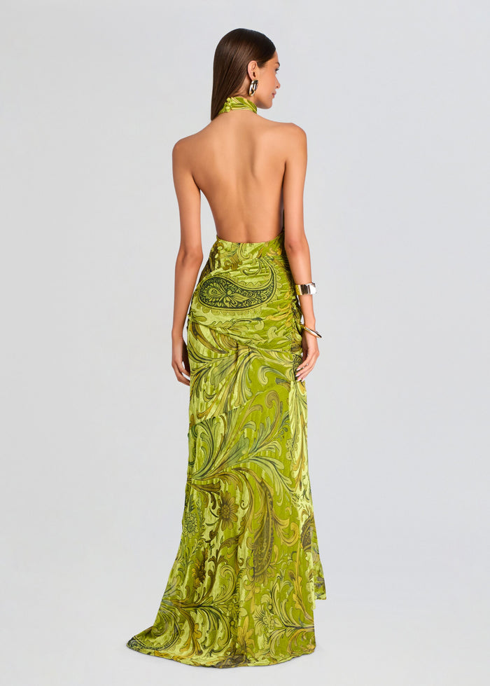 Retrofête Protea Velvet Dress in Envy Paisley Burnout