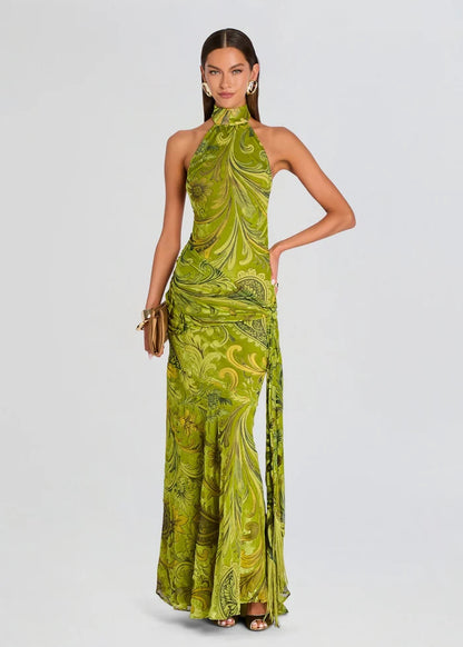 Retrofête Protea Velvet Dress in Envy Paisley Burnout