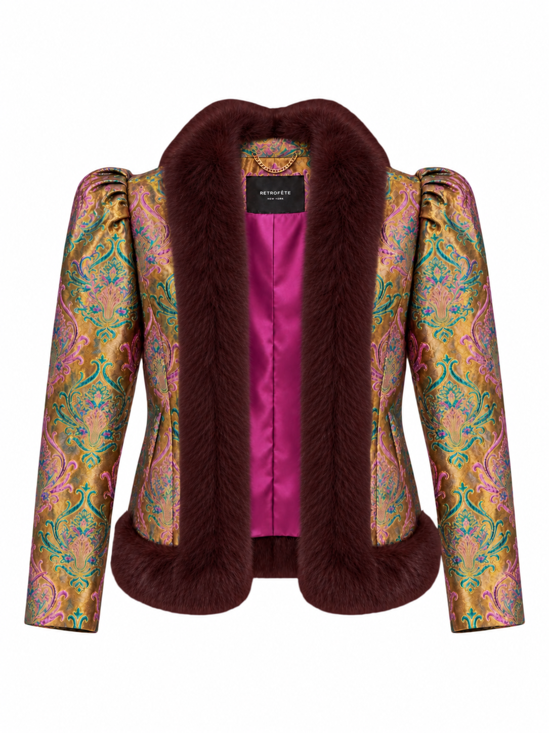 Retrofête Delphira Brocade Jacket in Met Ochre Damask