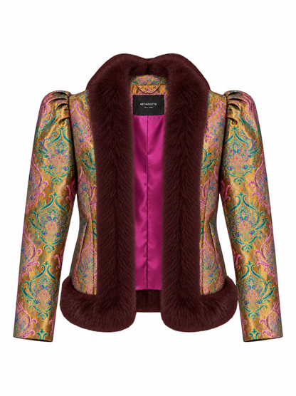 Retrofête Delphira Brocade Jacket in Met Ochre Damask