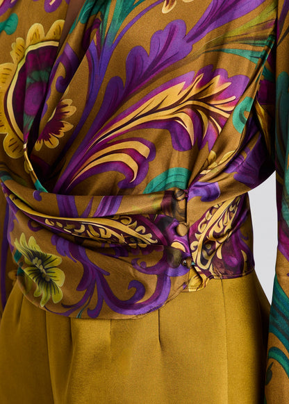 Retrofête Kourte Blouse in Ochre Ornate Paisley