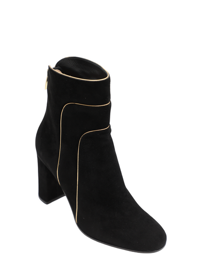 Gianvito Rossi Juliette Suede + Lamb Silk Boot in Black/Mekong