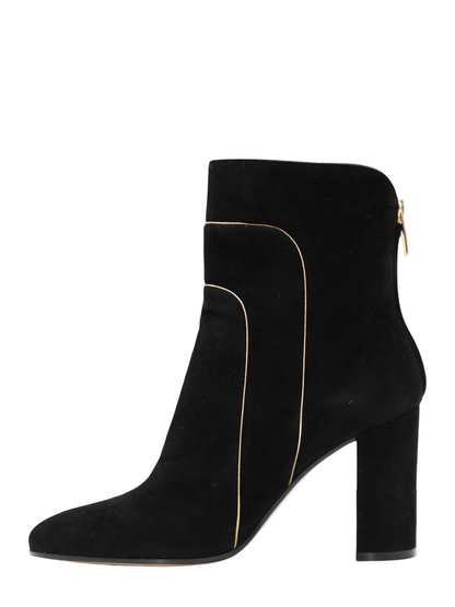 Gianvito Rossi Juliette Suede + Lamb Silk Boot in Black/Mekong