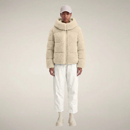 Save The Duck Lenora Faux Fur Puffer Jacket in Shore Beige