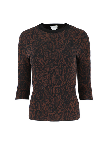Stella McCartney Textured Snake Jacquard Top in Brown/Black
