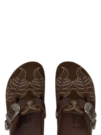 Birkenstock by Etro Embroidered Suede Boston Clog