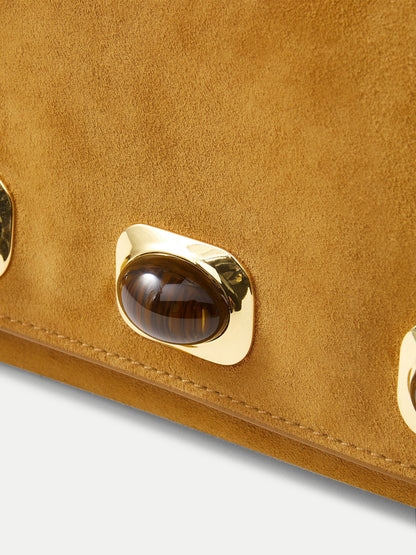 Veronica Beard Cabochon Stone Embellished Edit Bag in Acorn