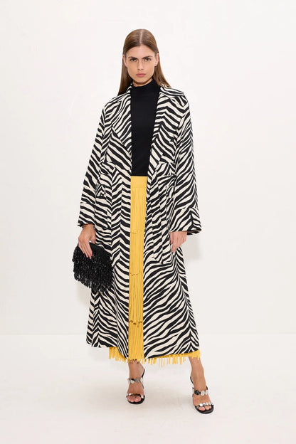 Simon Miller Djinn Crepe Robe Coat in Zebra Print