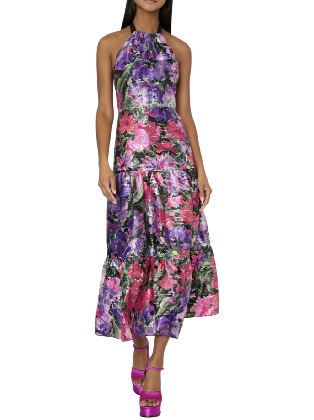 Milly Hayden Garden Purple Multi Halter Dress