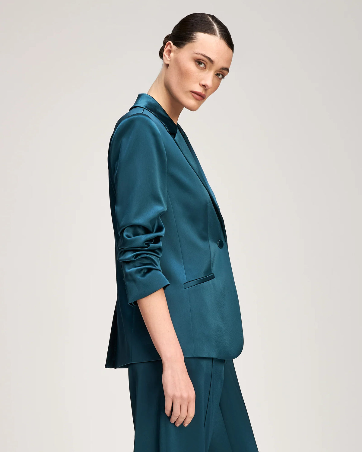 Cinq à Sept Satin Kylie Jacket in Stormwater