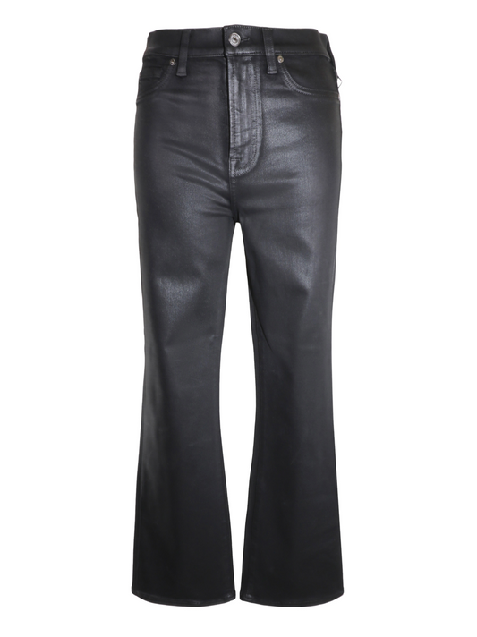 7 For All Mankind High-Rise Slim Kick Coated Black Jeans